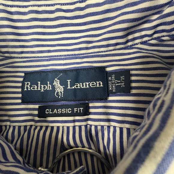 Polo Ralph Lauren Men's XL Blue/White Striped Classic Fit Dress Shirt SEE DESCRI - Picture 3 of 16